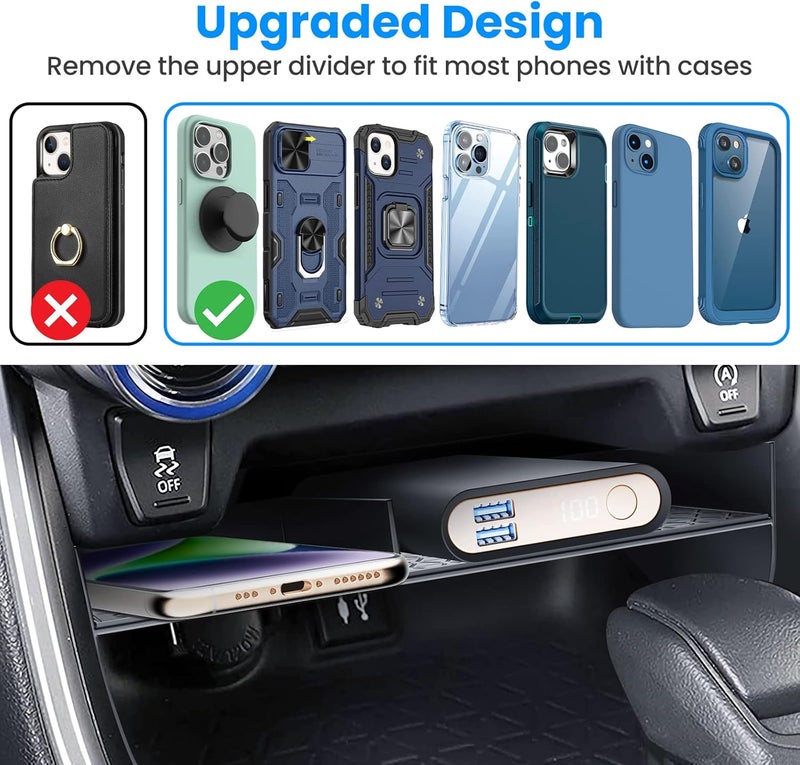 DIAMOOKY منظم كونسول مركزي مطور متوافق مع تويوتا RAV4 2025 2024 2023 2022 2021 2020 2019 ملحقات داخلية، صينية تخزين تغيير السرعة، درج تخزين جانب السائق - 3 قطع - Image 4